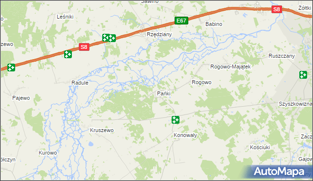 mapa Pańki gmina Choroszcz, Pańki gmina Choroszcz na mapie Targeo