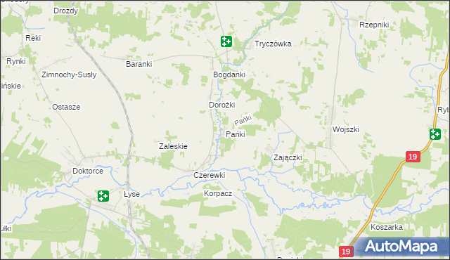 mapa Pańki gmina Juchnowiec Kościelny, Pańki gmina Juchnowiec Kościelny na mapie Targeo