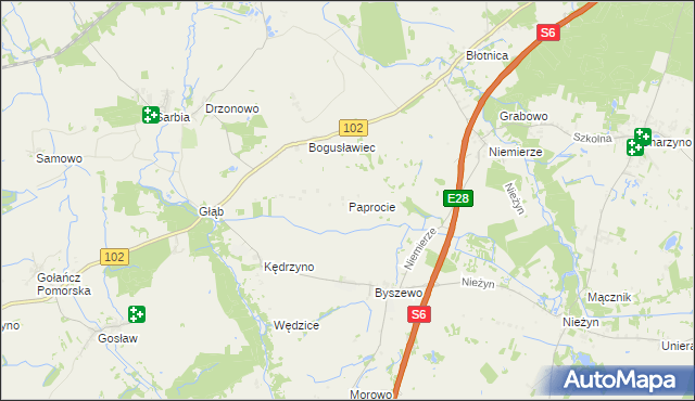 mapa Paprocie, Paprocie na mapie Targeo