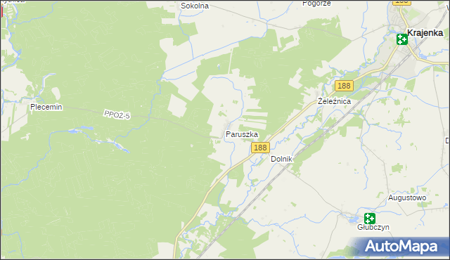 mapa Paruszka, Paruszka na mapie Targeo