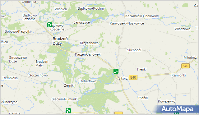 mapa Parzeń, Parzeń na mapie Targeo