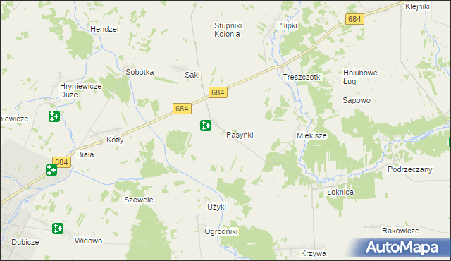 mapa Pasynki gmina Bielsk Podlaski, Pasynki gmina Bielsk Podlaski na mapie Targeo