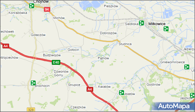 mapa Pątnów gmina Chojnów, Pątnów gmina Chojnów na mapie Targeo