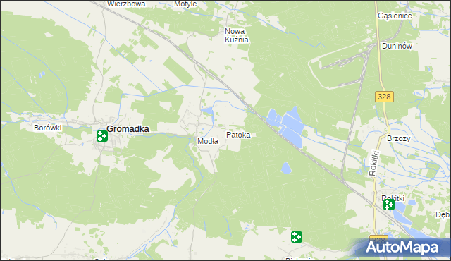 mapa Patoka gmina Gromadka, Patoka gmina Gromadka na mapie Targeo