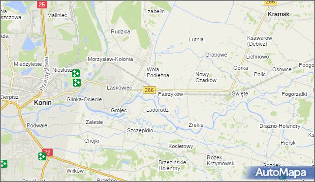 mapa Patrzyków gmina Kramsk, Patrzyków gmina Kramsk na mapie Targeo