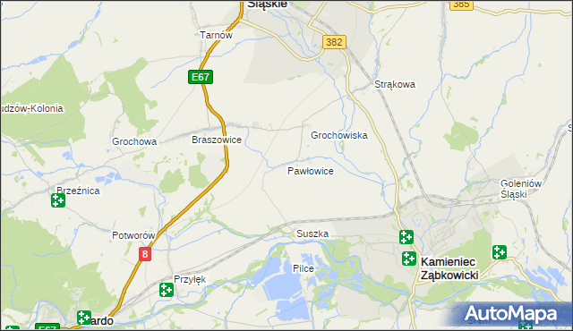 mapa Pawłowice gmina Ząbkowice Śląskie, Pawłowice gmina Ząbkowice Śląskie na mapie Targeo