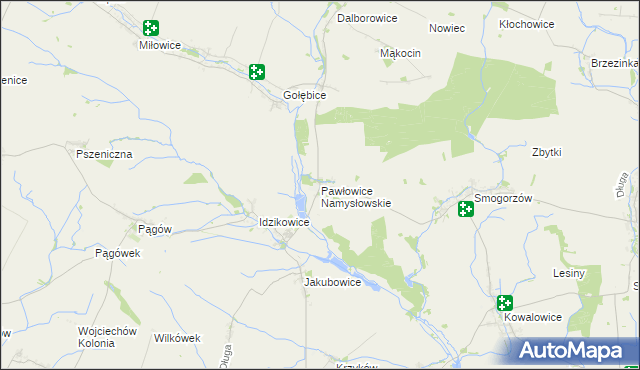 mapa Pawłowice Namysłowskie, Pawłowice Namysłowskie na mapie Targeo