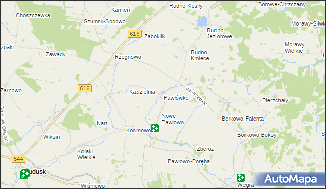 mapa Pawłówko gmina Czernice Borowe, Pawłówko gmina Czernice Borowe na mapie Targeo
