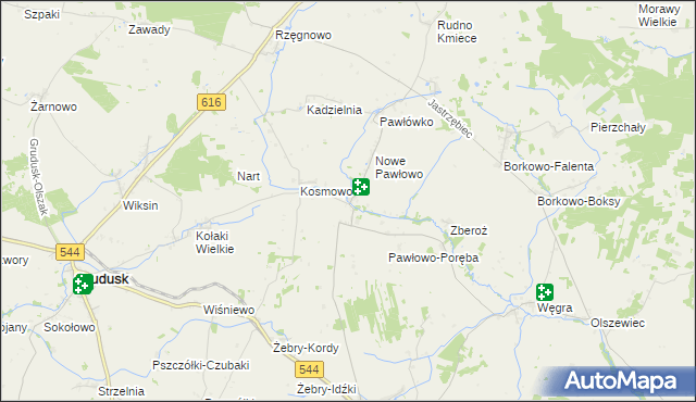 mapa Pawłowo Kościelne, Pawłowo Kościelne na mapie Targeo