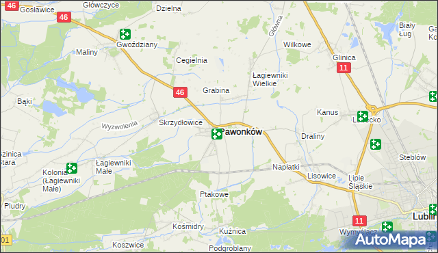 mapa Pawonków, Pawonków na mapie Targeo