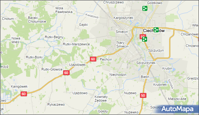 mapa Pęchcin, Pęchcin na mapie Targeo