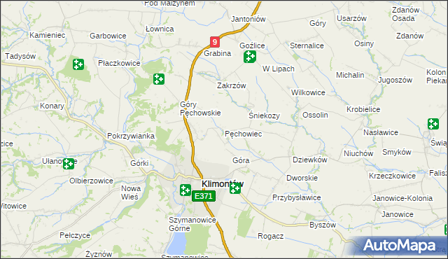 mapa Pęchowiec, Pęchowiec na mapie Targeo