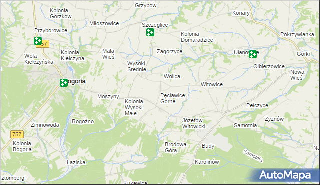 mapa Pęcławice Górne, Pęcławice Górne na mapie Targeo