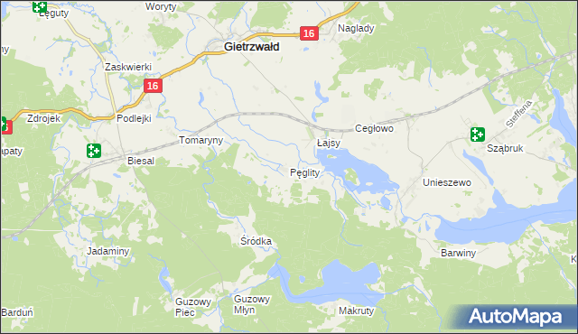 mapa Pęglity, Pęglity na mapie Targeo