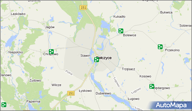 mapa Pełczyce powiat choszczeński, Pełczyce powiat choszczeński na mapie Targeo