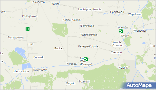 mapa Perespa-Kolonia, Perespa-Kolonia na mapie Targeo