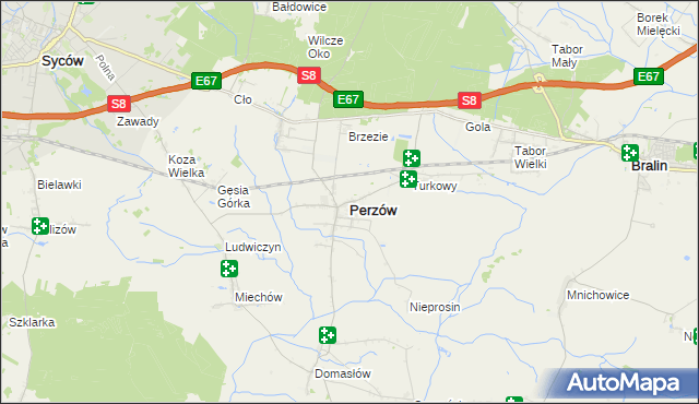 mapa Perzów, Perzów na mapie Targeo