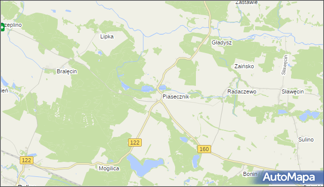 mapa Piasecznik gmina Choszczno, Piasecznik gmina Choszczno na mapie Targeo