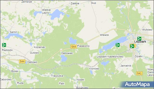 mapa Piaseczno gmina Lidzbark, Piaseczno gmina Lidzbark na mapie Targeo