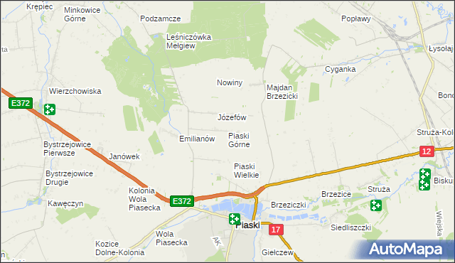 mapa Piaski Górne, Piaski Górne na mapie Targeo