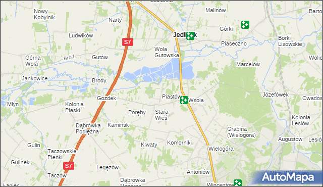 mapa Piastów gmina Jedlińsk, Piastów gmina Jedlińsk na mapie Targeo