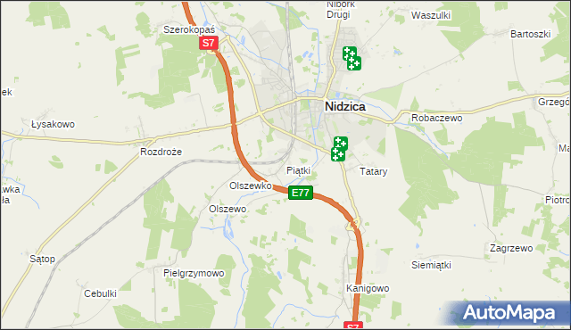 mapa Piątki gmina Nidzica, Piątki gmina Nidzica na mapie Targeo