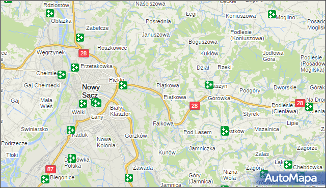 mapa Piątkowa gmina Chełmiec, Piątkowa gmina Chełmiec na mapie Targeo