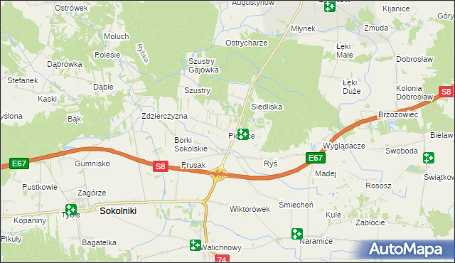 mapa Pichlice, Pichlice na mapie Targeo