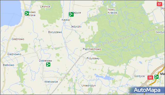 mapa Pięćmiechowo, Pięćmiechowo na mapie Targeo