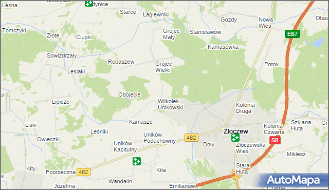 mapa Pieczyska gmina Złoczew, Pieczyska gmina Złoczew na mapie Targeo