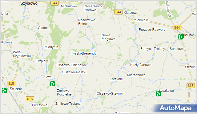 mapa Piegłowo-Kolonia, Piegłowo-Kolonia na mapie Targeo