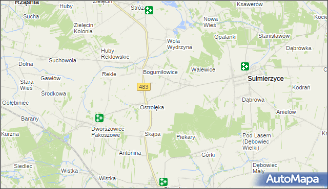 mapa Piekary gmina Sulmierzyce, Piekary gmina Sulmierzyce na mapie Targeo