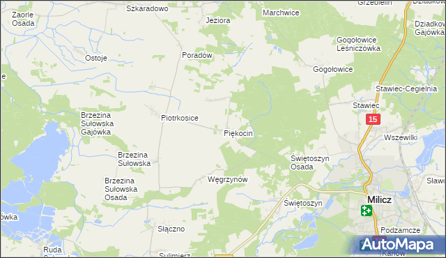 mapa Piękocin, Piękocin na mapie Targeo