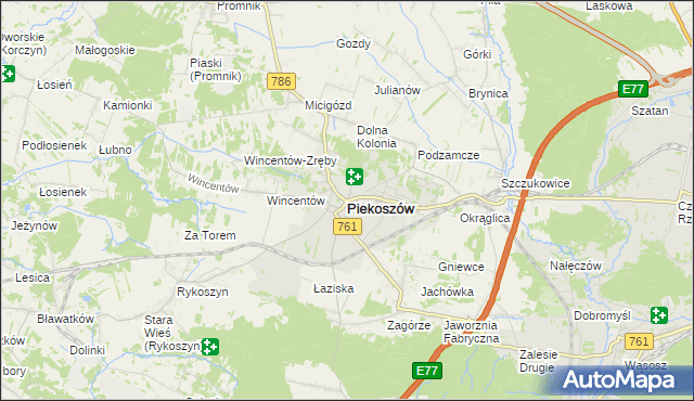 mapa Piekoszów, Piekoszów na mapie Targeo
