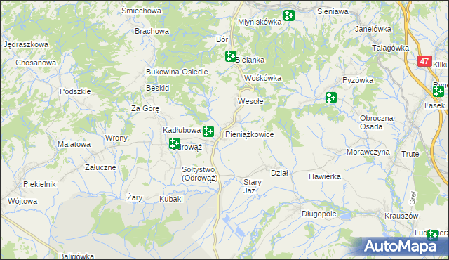 mapa Pieniążkowice, Pieniążkowice na mapie Targeo