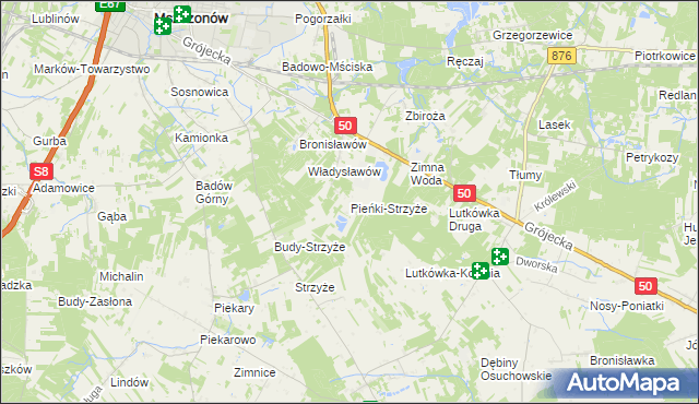 mapa Pieńki-Strzyże, Pieńki-Strzyże na mapie Targeo