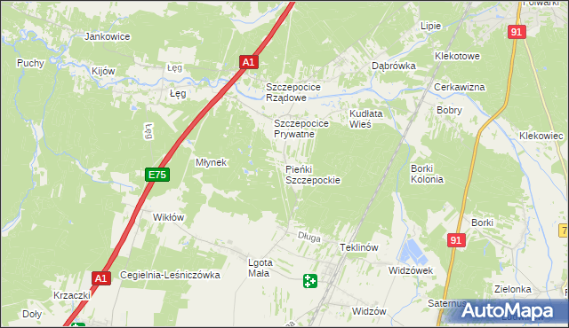 mapa Pieńki Szczepockie, Pieńki Szczepockie na mapie Targeo