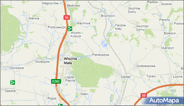mapa Pierwoszów, Pierwoszów na mapie Targeo