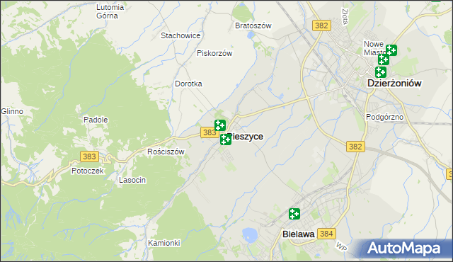 mapa Pieszyce, Pieszyce na mapie Targeo