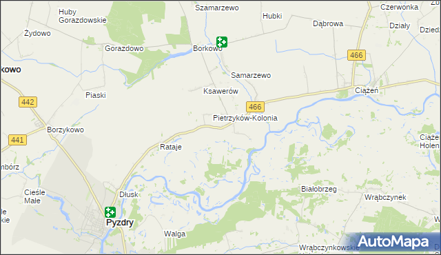 mapa Pietrzyków gmina Pyzdry, Pietrzyków gmina Pyzdry na mapie Targeo