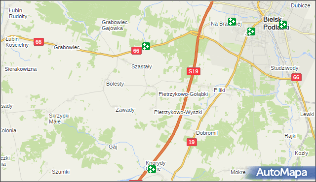 mapa Pietrzykowo-Gołąbki, Pietrzykowo-Gołąbki na mapie Targeo
