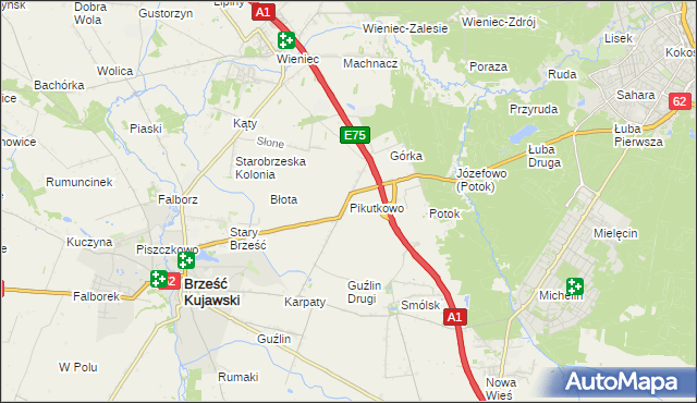 mapa Pikutkowo, Pikutkowo na mapie Targeo