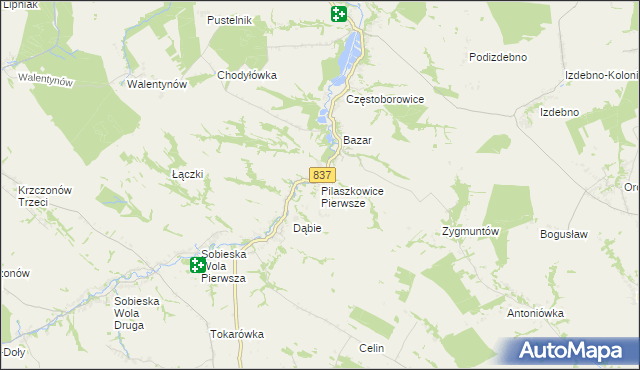 mapa Pilaszkowice Pierwsze, Pilaszkowice Pierwsze na mapie Targeo