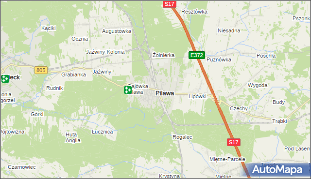 mapa Pilawa powiat garwoliński, Pilawa powiat garwoliński na mapie Targeo