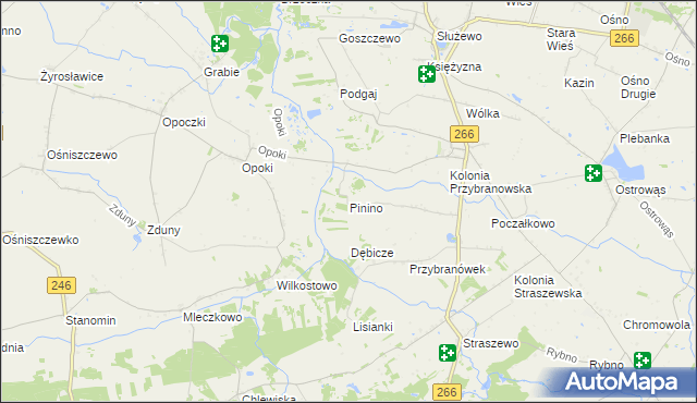 mapa Pinino gmina Aleksandrów Kujawski, Pinino gmina Aleksandrów Kujawski na mapie Targeo