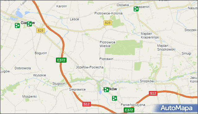 mapa Piotrawin gmina Jastków, Piotrawin gmina Jastków na mapie Targeo