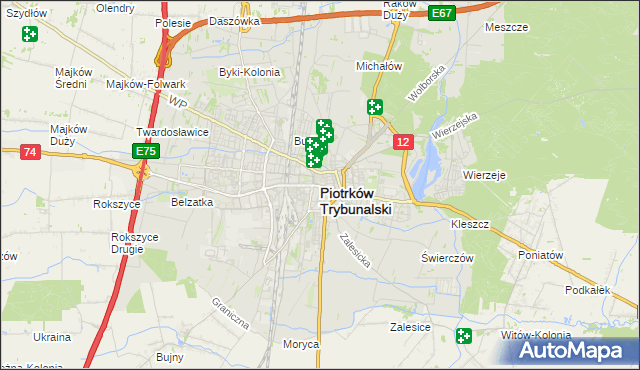 mapa Piotrków Trybunalski, Piotrków Trybunalski na mapie Targeo