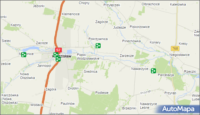 mapa Piotrkowice gmina Wodzisław, Piotrkowice gmina Wodzisław na mapie Targeo