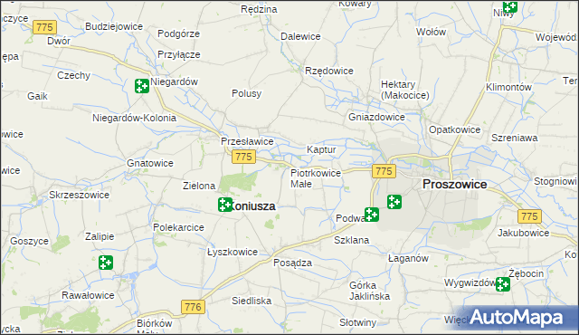 mapa Piotrkowice Małe, Piotrkowice Małe na mapie Targeo