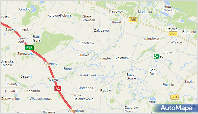 mapa Piotrów gmina Gostynin, Piotrów gmina Gostynin na mapie Targeo